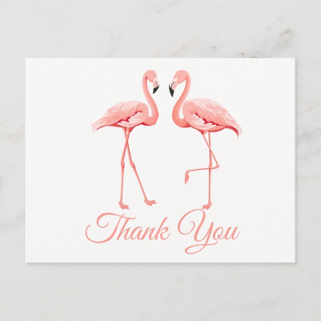 Pink Flamingo Thank You Tropical Wedding Summer Postcard (Front)