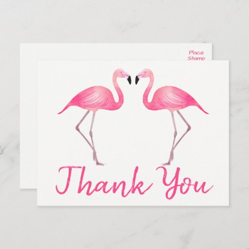 Pink Flamingo Thank You Tropical Wedding Summer Postcard | Zazzle