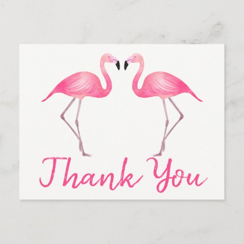 Pink Flamingo Thank You Tropical Wedding Summer Postcard
