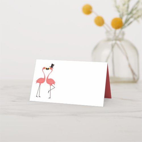 Pink Flamingo Thank You Wedding Party Tropical Place Card