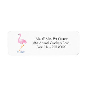 Pink Flamingo Theme Return Address Labels Stickers