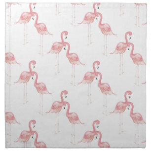 Pink Flamingo Theme Watercolor Cloth Napkins