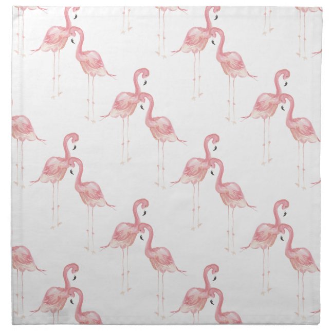 Pink Flamingo Theme Watercolor Cloth Napkins (Front)