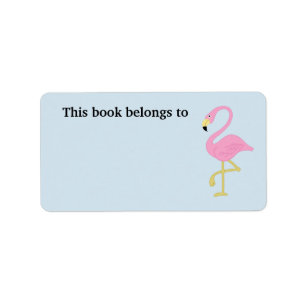 Pink Flamingo This Book Belongs To Label