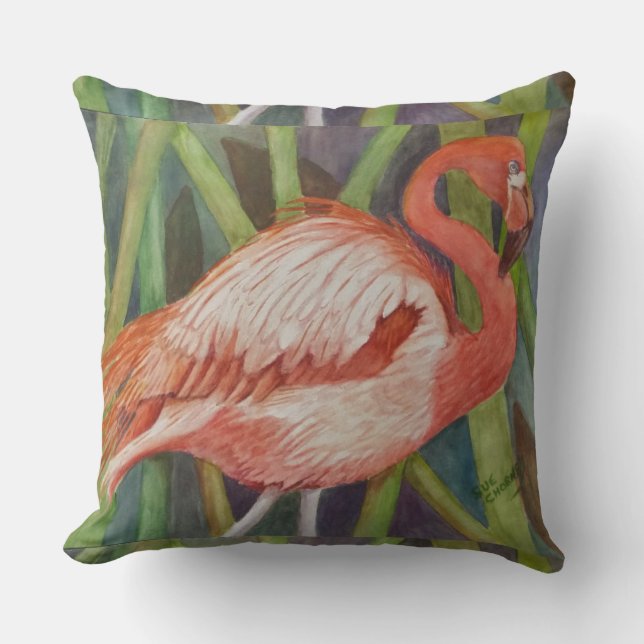 PINK FLAMINGO THROW PILLOW (Front)