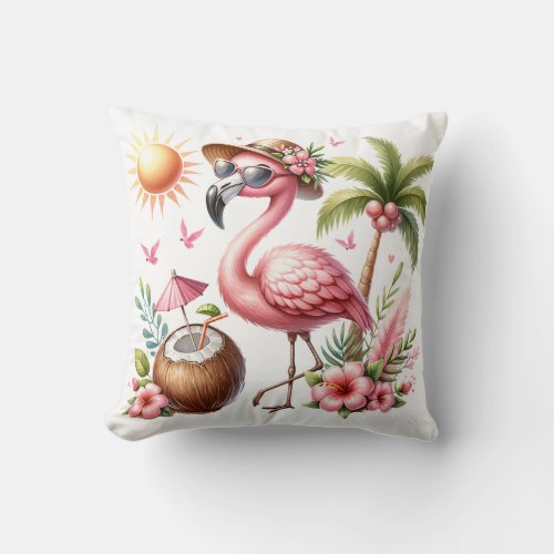 Pink Flamingo Throw Pillow