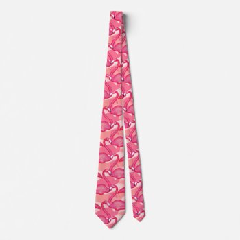 Pink Flamingo Tie Double Sided by funny_tshirt at Zazzle
