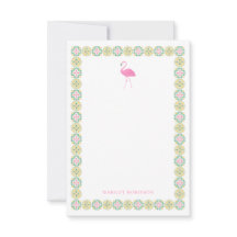 Pink Flamingo Tiles Personal Stationery Note cards