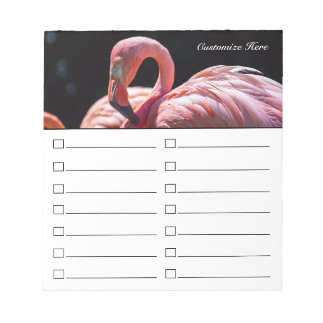 Pink Flamingo To Do List or Grocery List Notepad (Front)