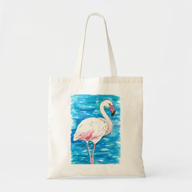 Pink flamingo tote bag (Front)