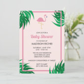 Pink Flamingo Tropical Baby Shower Invitation (Standing Front)