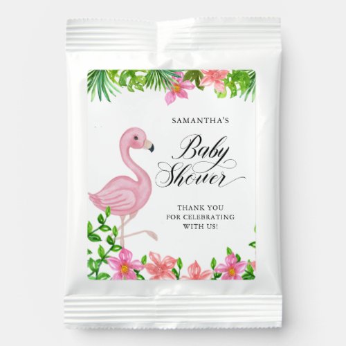 Pink Flamingo Tropical Baby Shower Thank You Favor Lemonade Drink Mix