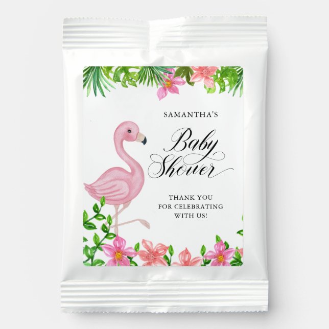 Pink Flamingo Tropical Baby Shower Thank You Favor Lemonade Drink Mix (Front)