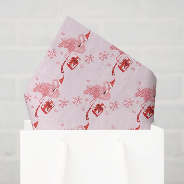 Pink Flamingo Tropical Beach Bird Christmas Tissue Paper (Gift Bag)