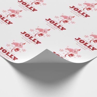 Pink Flamingo Tropical Beach Jolly Festive Wrapping Paper