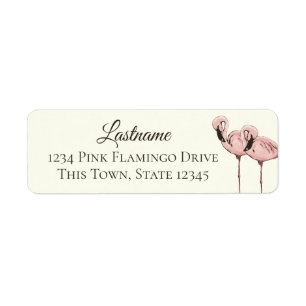 Pink Flamingo Tropical Beach Label