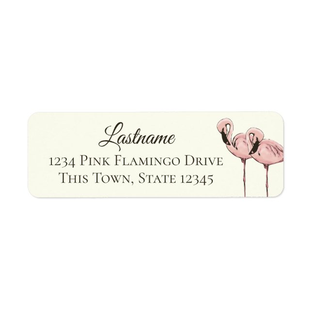 Pink Flamingo Tropical Beach Label (Front)