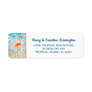 Pink Flamingo Tropical Beach Label