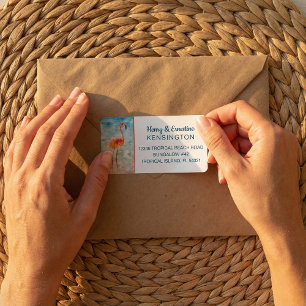 Pink Flamingo Tropical Beach Label