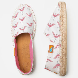 Pink Flamingo Tropical Beach Pattern Pink White Espadrilles