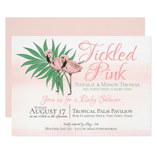 Pink Flamingo Tropical Beach Wedding Invitation