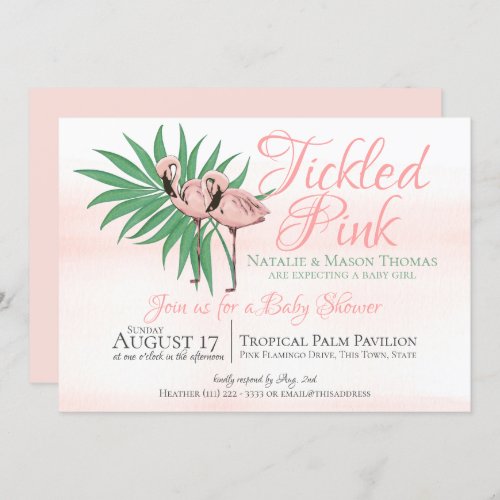 Pink Flamingo Tropical Beach Wedding Invitation