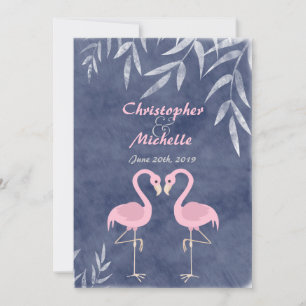 Pink Flamingo Tropical Beach Wedding Invitations