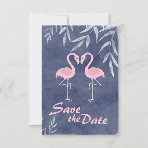 Pink Flamingo Tropical Beach Wedding Save the Date Invitation