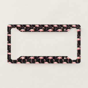 Pink Flamingo Tropical Bird Pattern Exotic Summer License Plate Frame