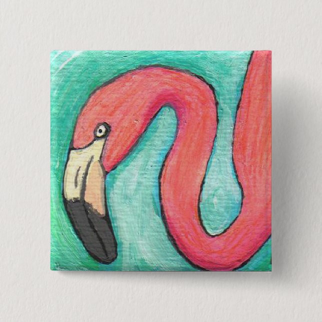 Pink Flamingo - tropical button (Front)
