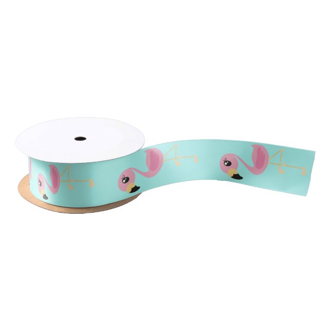 Pink Flamingo Tropical Cute Animal Ribbon (Spool)