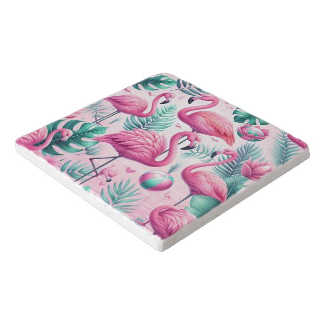 Pink Flamingo Tropical Design Trivet (Corner)