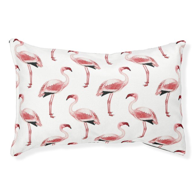 Pink Flamingo Tropical Dog Bed (Front)