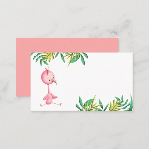 Pink Flamingo Tropical Floral Place Card