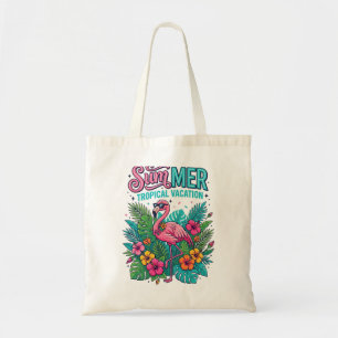 Pink Flamingo Tropical Floral - summer vacation  Tote Bag