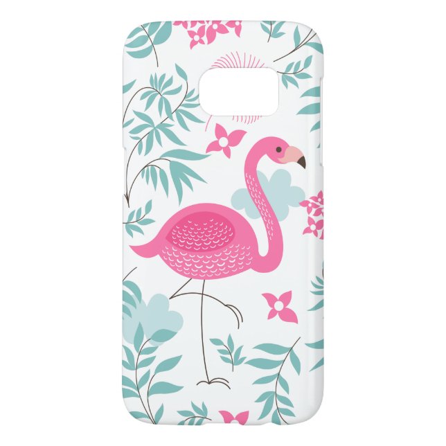 Pink Flamingo & Tropical Flowers Pattern GS7 Case-Mate Samsung Galaxy Case (Back)