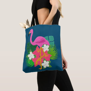 Pink Flamingo Tropical Flowers Tote Bag