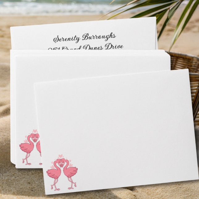 Pink Flamingo Tropical Hawaiian Beach Wedding Envelope (Creator Uploaded)