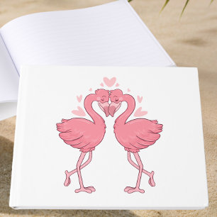 Pink Flamingo Tropical Hawaiian Beach Wedding Guest Book