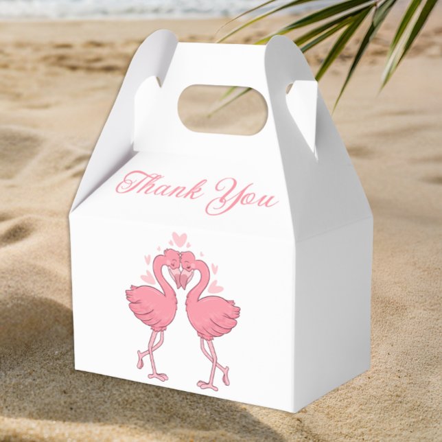 Pink Flamingo Tropical Hawaiian Wedding Thank You Favor Boxes (Creator Uploaded)