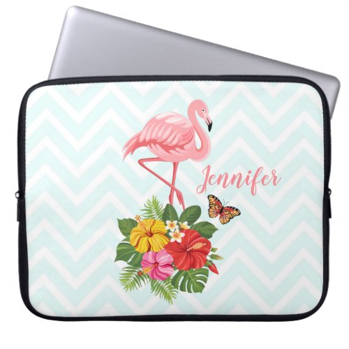 Pink Flamingo  Tropical Hibiscus Fancy Laptop Sleeve