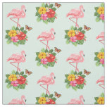 Pink Flamingo &amp; Tropical Hibiscus Fancy Pattern Fabric