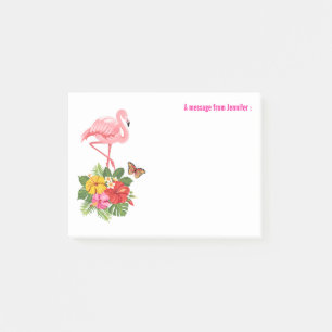 Pink Flamingo & Tropical Hibiscus Fancy Post-it Notes