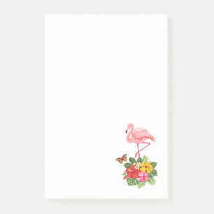 Pink Flamingo & Tropical Hibiscus Fancy Post-it Notes