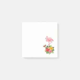 Pink Flamingo & Tropical Hibiscus Fancy Post-it Notes