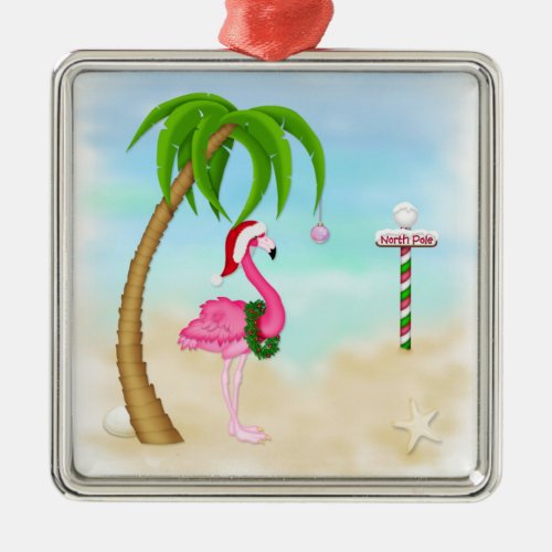 Pink Flamingo Tropical Holiday Ornament