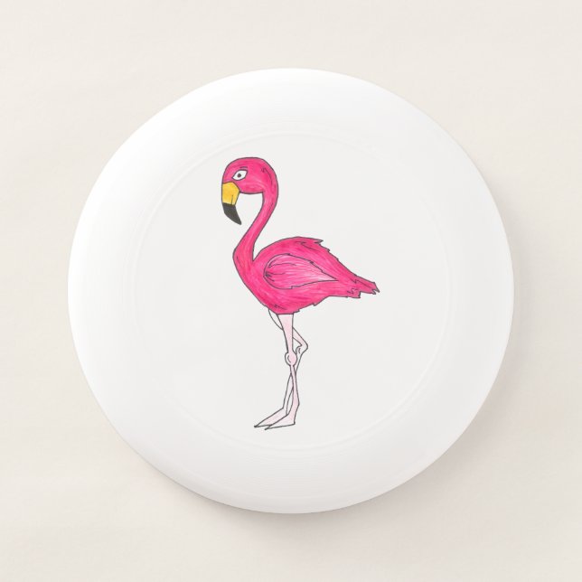 Pink Flamingo Tropical Island Bird Print Flamingos Wham-O Frisbee (Front)