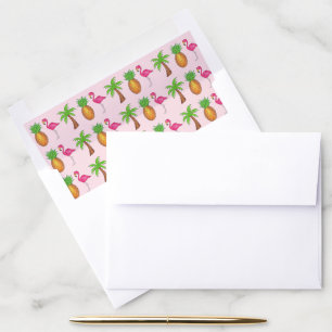 Pink Flamingo Tropical Island Palm Tree Pineapple Envelope Liner