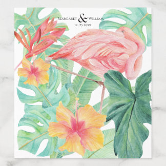Pink Flamingo,Tropical leaves and flower wedding Envelope Liner