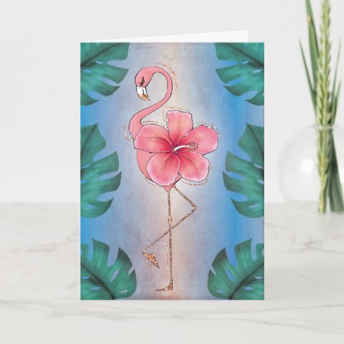 Pink Flamingo Tropical Medical Nurse Thank You Card